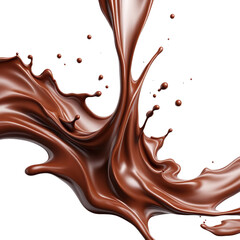 Realistic splash of rich brown liquid chocolate isolated on transparent background