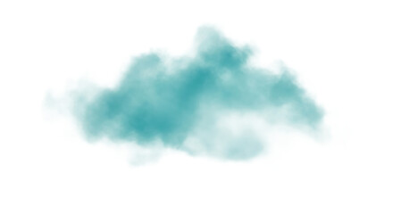 cloud formation in a teal and white watercolor style on transparent background