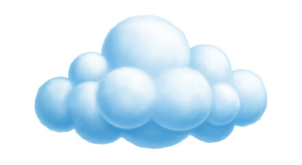 Fluffy cartoon cloud illustration against a in a simple style on transparent background