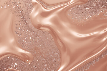 Rose gold liquid metal with glitter texture