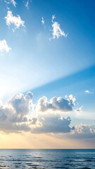 Scenic sunset sky over calm ocean