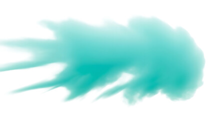 Abstract turquoise watercolor splash for artistic designs on transparent background