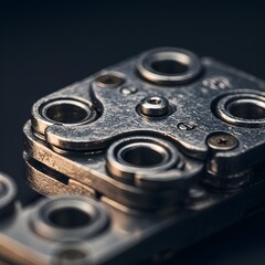 Intricate Macro Fidget Mechanism in Abstract Metallic Light: The Subtle Dance of Ambient Reflections, Delicate Textures, and Micro-scale Engineering Artistry