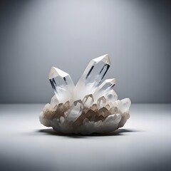 Minimalist Quartz Crystal Formation Illuminated by Soft Ambient Light: A Modern Abstract Exploration of Natural Elegance and Delicate Textural Opposites