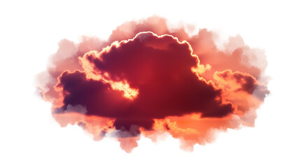 Fiery sunset cloud formation glowing with intense warm light