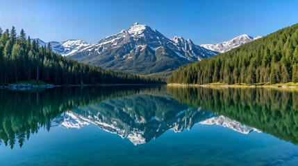 mountain lake reflection