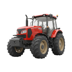 Obraz premium Red modern farm tractor isolated on transparent background