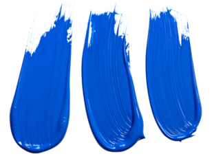 Three bold blue brush strokes on a transparent background
