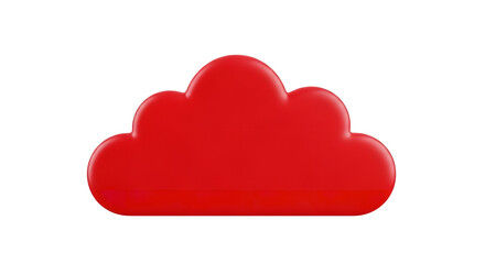 Red cloud icon against a in a simple digital rendering on transparent background