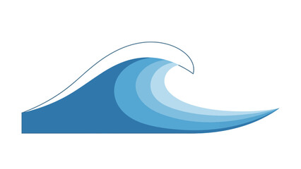 A stylized blue wave with a thin black outline