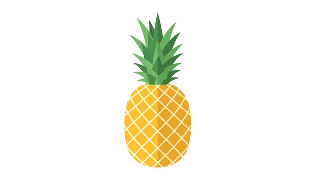 A stylized flat illustration of a pineapple with a green leafy crown