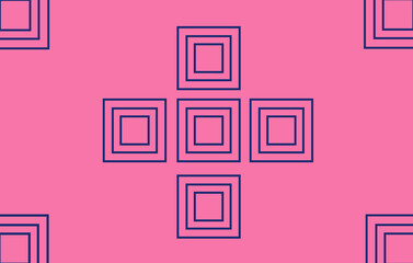 Stylized pink background with blue geometric squares