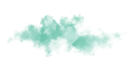 Soft watercolor cloud illustration in shades of teal against a on transparent background