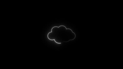  a glowing cloud outline surrounding the adobe text, symbolizing cloud based creative services and digital content platform on a dark background