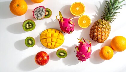 Fresh colorful fruits isolated on white