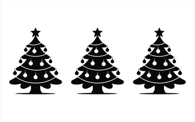 Christmas Trio: A festive trio of Christmas trees adorned with ornaments and stars.
