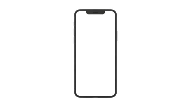 Modern smartphone mockup with blank white screen isolated on background, mobile app UI design template and digital technology concept