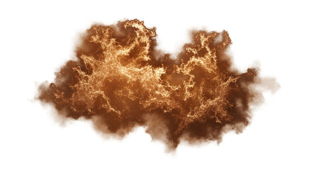 Golden cloud formation against a black backdrop for dramatic visual effects on transparent background