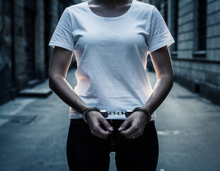 woman in handcuffs, arrest concept