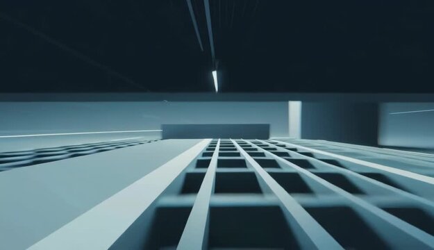 Abstract Grid Architecture Modern Blue Perspective, Geometric Design
