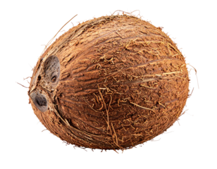 Fresh coconut whole hard shell isolated on clean white background