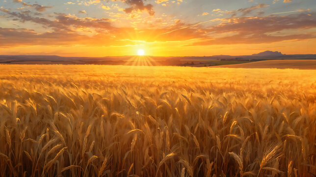 sunset over wheat field