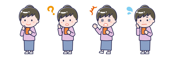 スマートフォンを使う「私服の大人」の女性