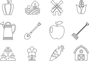 Fototapeta premium Agricultural icon set