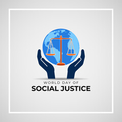 Vector illustration of World Day of Social Justice social media template