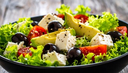 Fresh salad with vegetables and cheese
