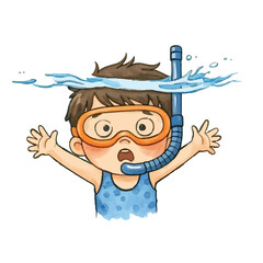 Summer Activity Clipart of a Boy Swimming with Goggles