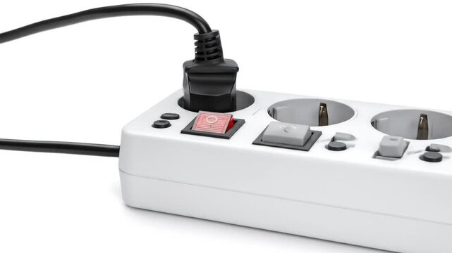 Power strip with a plug inserted.