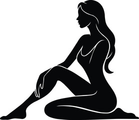 Elegant silhouette of a woman in repose, a serene and modern design for beauty, wellness, or lifestyle brands needing a minimalist touch.