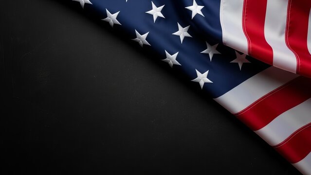 Patriotic american flag waving proudly with stars and stripes on black background for memorial day