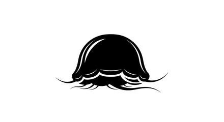 Fototapeta premium Black Jellyfish Silhouette Vector Icon Design.