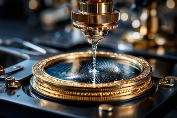 Intricate droplet formation on a polished surface in a sophisticated laboratory setting