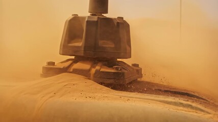 Antenna Base Mounted on Military Vehicle in Sandy Desert
