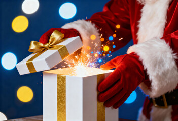 Magical Christmas Gift with Santa Claus Opening Present