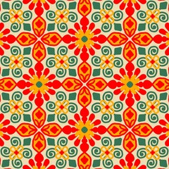 Abstract Folk Art Repeating Textile Print Illustration