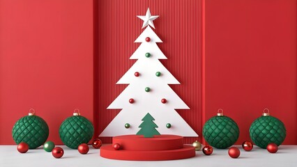 A festive and artfully arranged Christmas flat lay featuring a dark