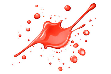 A splash of red paint with droplets scattered around. creating an energetic and dynamic visual effect. suitable for artistic design or creative projects