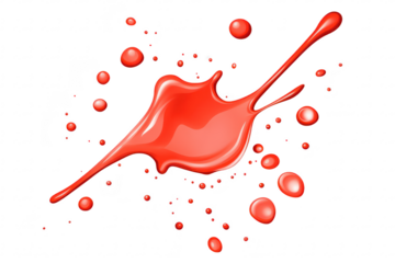 A splash of red paint with droplets scattered around. creating an energetic and dynamic visual effect. suitable for artistic design or creative projects