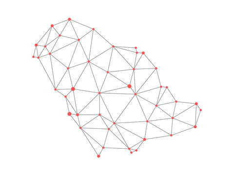 Saudi Arabia map. Simple geometric map - connection dots mesh lines.
