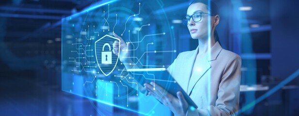 Cybersecurity and Data Protection Interface Technology Concept.