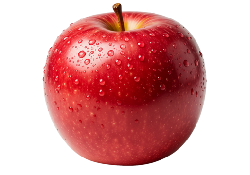 Crisp red apple with glistening water droplets, a healthy temptation perfect for nutrition ads, wellness campaigns, and fresh food promotions, evoking natural goodness