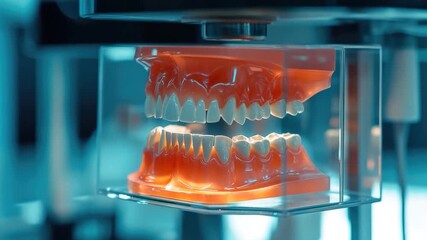 Video Model of dental device with fake teeth for demonstration or educational purposes