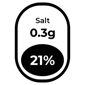 Salt nutrition label icon black and white vector illustration for food packaging isolated on white background