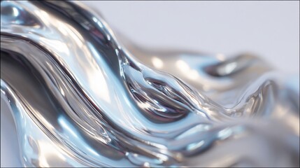 Liquid metal flow, smooth and wavy surface, reflecting light