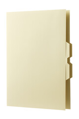 Fototapeta premium Manila file folder with multiple tabs for organizing documents, isolated on white background