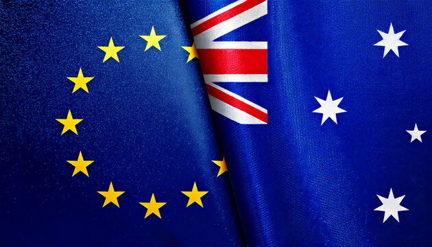 オーストラリアの国旗と欧州旗(Australia flag & EU flag.)
